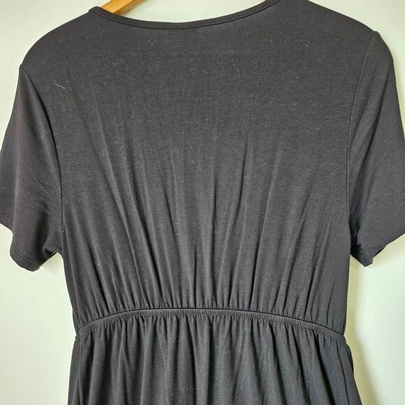 EUC SHEIN SXY BLACK DEEP V NECK TULIP STYLE MAXI DRESS SIZE L - Picture 8 of 15